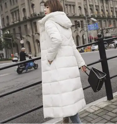 Размера плюс 4XL 5XL 6XL зимние куртки женские пуховые парки толстый пуховик женские пальто с капюшоном длинная теплая Повседневная зимняя верхняя одежда - Цвет: white