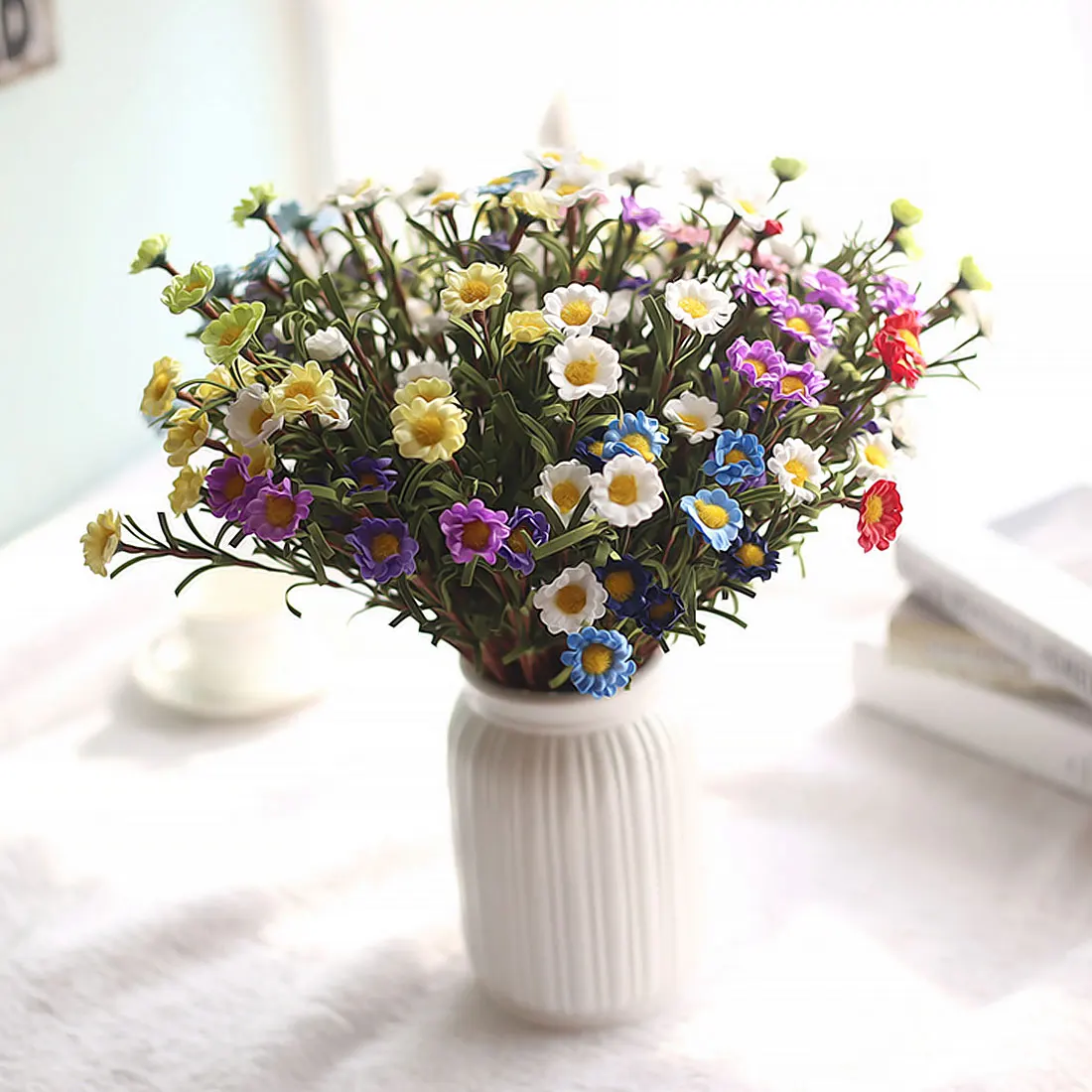 8 голов/филиал цветные Искусственные цветы Маргаритка из шелка цветы искусственные растения цветы для украшения гостиной