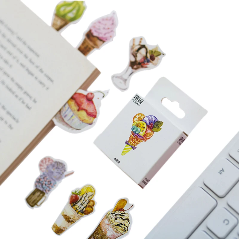 

50pcs/box Cute Ice Cream Paper Lable Sealing Stickers Diary Adhesive Scrapbooking Decorative DIY Stickers Stationery