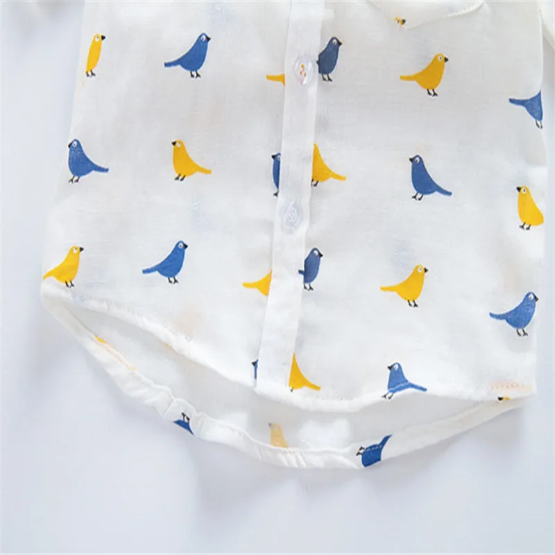 Одежда С Рисунком Птиц Детская рубашка с короткими и длинными рукавами рубашки для маленьких мальчиков детская летняя и весенняя одежда для джентльменов пляжная рубашка