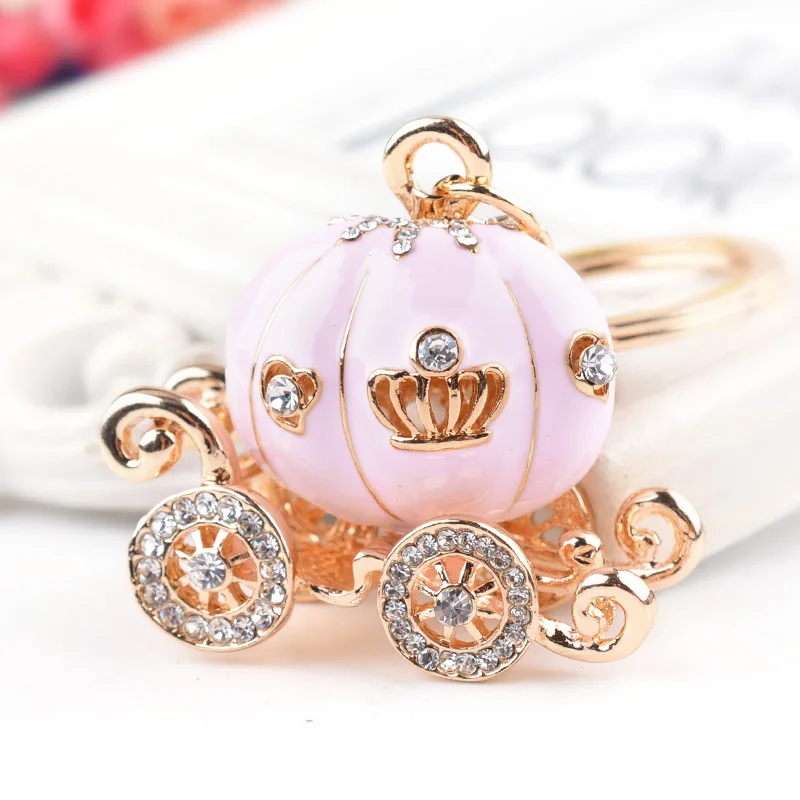 

Fashion Cute Pumpkin Crystal Charm Car Key Chain For Women Party Wedding Birthday Good Gift Jewelry CH3515