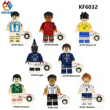 Single Sale Building Blocks Messi Ronaldo Neymar JR Pogba Ibrahimovic Chicharito Figures Bricks Action Toys For Children KF6032