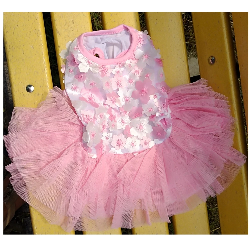 

Cute 3D Flowers Print Skirt for Dogs Birthday Party Pink Red Dress for VIP Dogs Littlest Pet Shop New Year Christmas Chihuahua