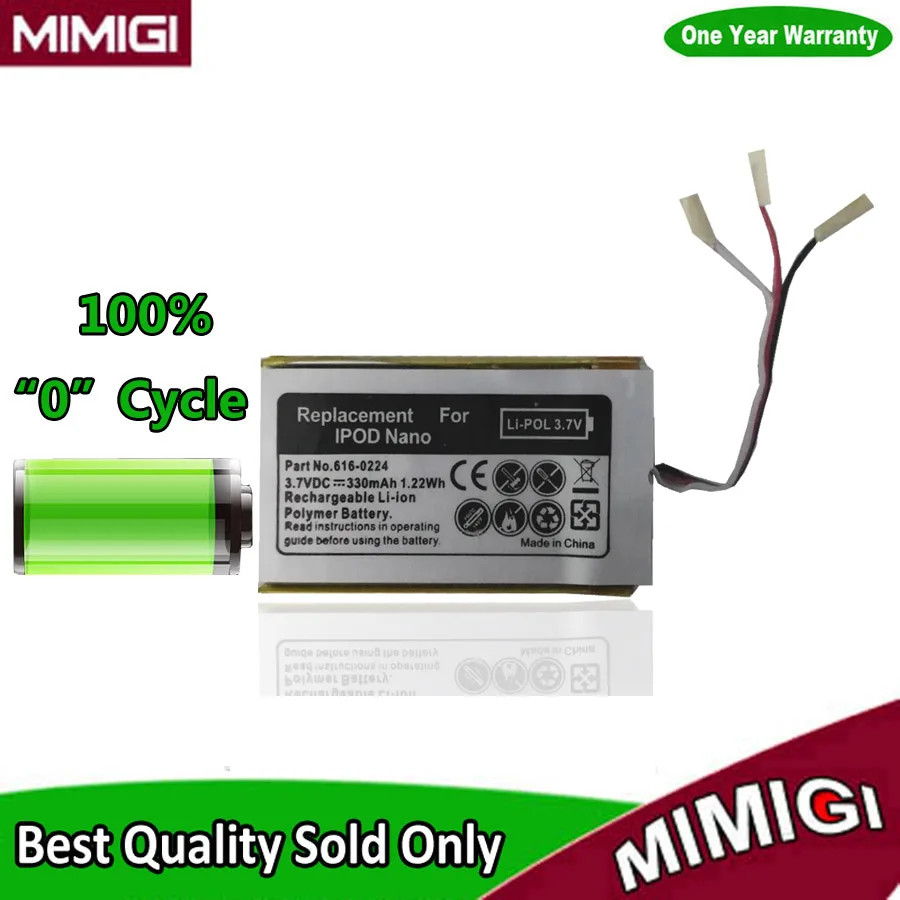 

JESSQUE 330mAh 616-0224 616-0223 MA107L Battery For Apple iPod Nano 1 1st Gen MP3 1GB 2GB 4GB Accumulator Batterie AKKU