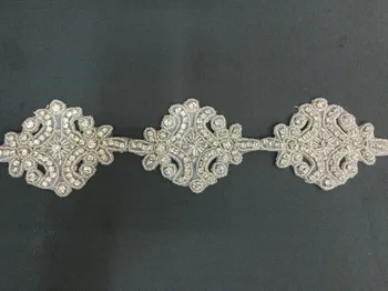 

10Yards fashion crystal rhinestone applique beaded stone trims hotfix motif clothing embellishments belt sash accessories