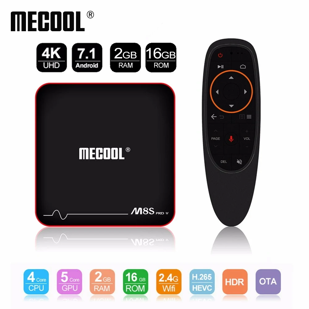 

Mecool M8S Pro W Android Voice 4K TV Box Amlogic S905W Quad Core 1GB DDR3 8GB 2.4G WiFi Movie Voice Control Set-top Box PK X96