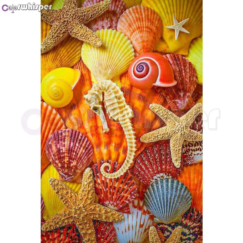 

ColorWhisper Daimond Painting Full Square/ Round Shell Diamond Painting Rhinestone Embroidery Crystal Cross Stitch Mosaic 748DP