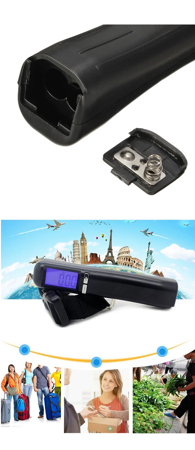 Electronic Scale Mini Digital Hanging Fishing Luggage Scale 50kg/0.1kg LCD Portable Hand Held Scale Travel Suitcase Xammep