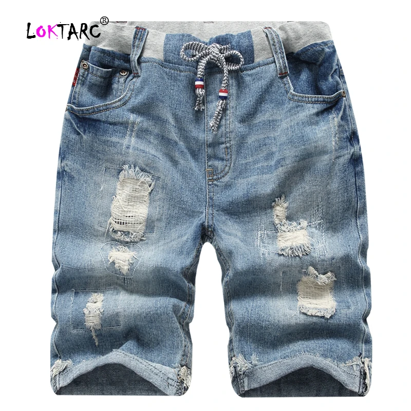 Loktarc для маленьких мальчиков джинсовые шорты Повседневное эластичная кулиска на талии короткие летние штаны для детей с проблемных Джинсовые шорты