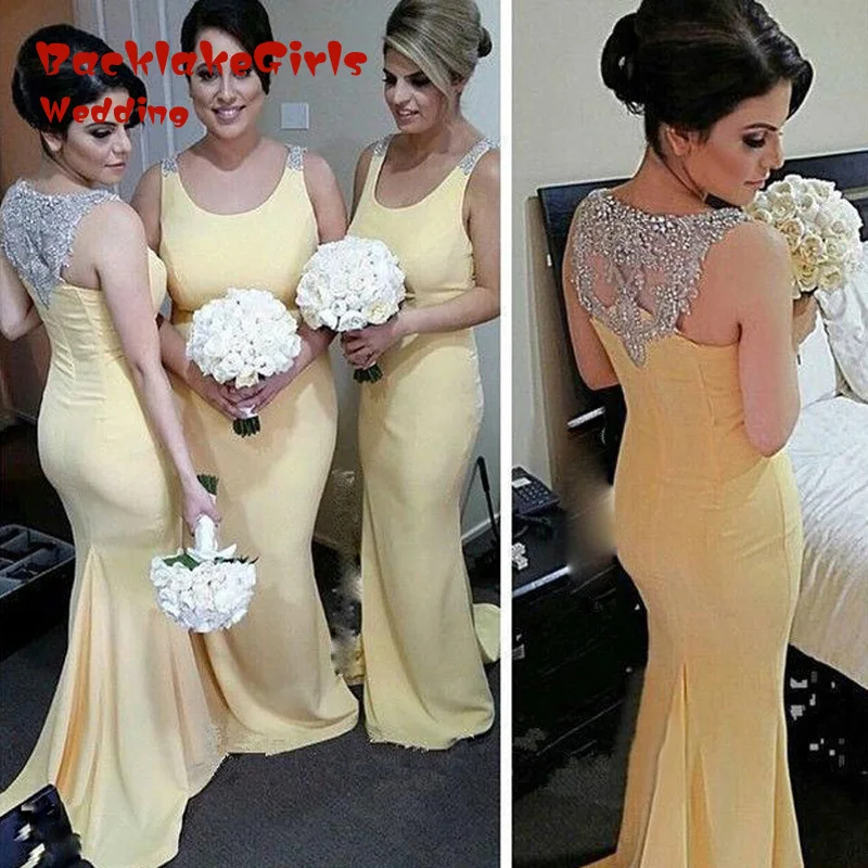 Bridesmaid font b Dress b font font b 2017 b font Sexy Chiffon Long Sleeveless Crystal