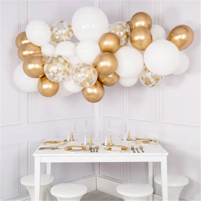 DIY воздушные шары-гирлянды набор пастели Макарон белый хром золото конфетти органические шары Арка церемония фон стены