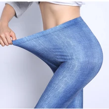 CUHAKCI имитация ковбойских леггинсов, короткие джинсы с высокой талией, эластичные штаны, джинсовые синие леггинсы, Леггинсы для фитнеса для женщин, большие размеры