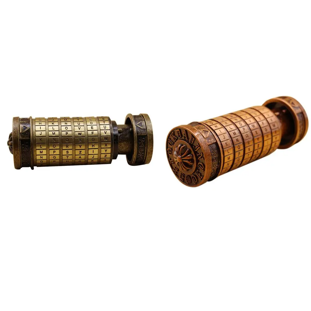 

Antique Cylinder Wheel Lock Zinc Alloy Vintage Geometric Code Alphabet Toys Birthday Gifts Box