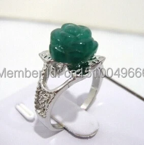 

FREE SHIP >>>>>Green jade Rose Flower Ring Size: 7.8.9