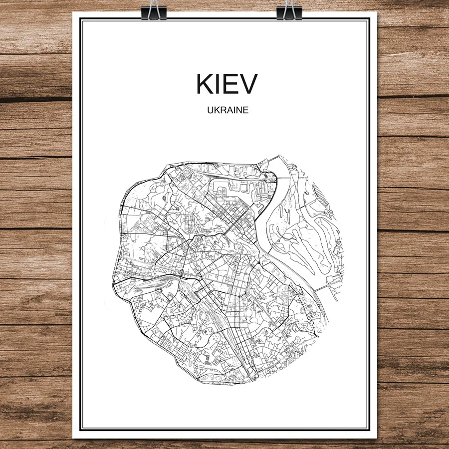 

Abstract World City Street Map KIEV Ukraine Print Poster Coated Paper Cafe Living Room Home Decoration Wall Sticker 42x30cm