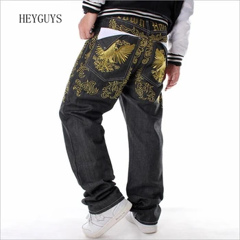 

NAGRI 2020 New Hiphop jeans streetwear Men's embroidery straight loose casual pants Male plus size fashion hip-hop jeans