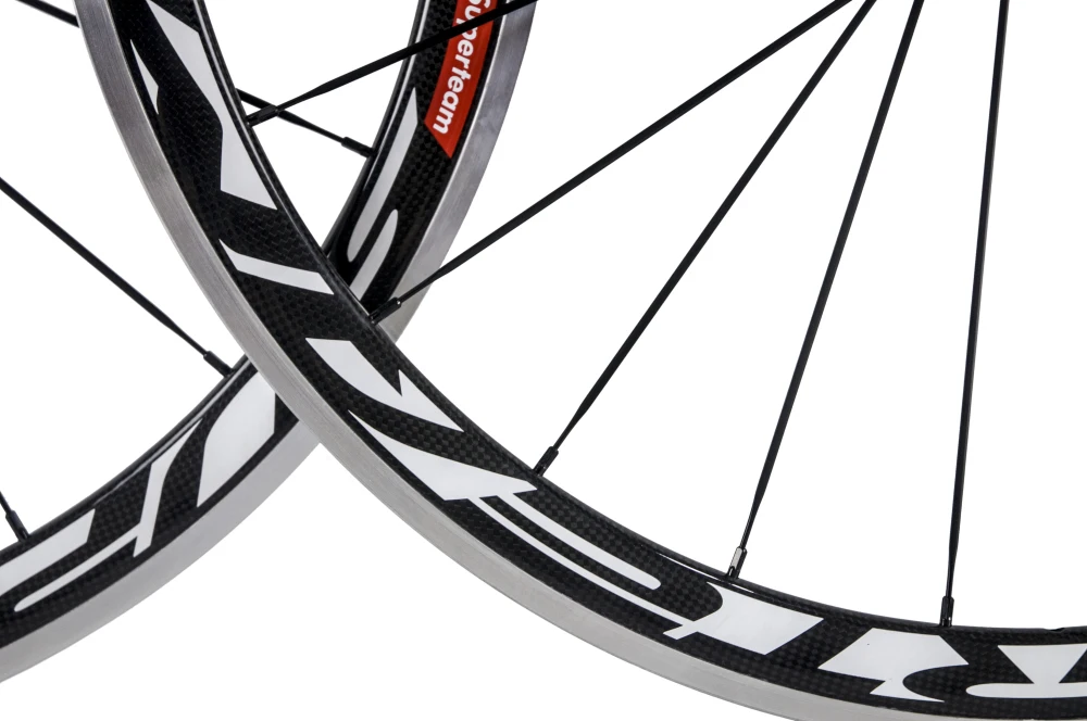 Sale SUPERTEAM Toray 700C Clincher Carbon Bicycle Wheelset Alloy Carbon Wheel 38mm Road Wheel with Aluminium Braking Surface 1
