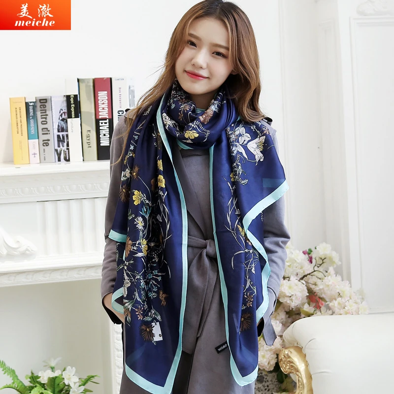 Nikizoo Korean Faux Silk Scarf New Fashion Scarf Women Spring Summer