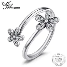 Jewelrypalace 925 Sterling Silver Shimmering Daisies Cubic Zirconia Open Ring Gift Rings For Ladys Hot Selling Rings For Mom