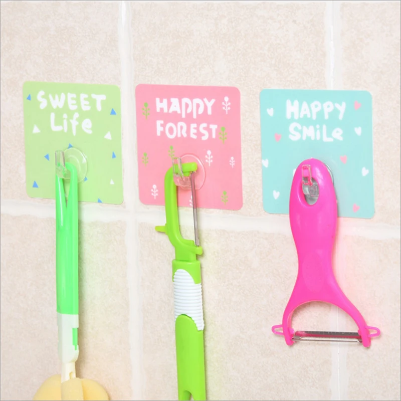

6Pcs/lot decoration Adhesive Hooks Strong Sticky Kitchen Hooks Wall Hanger Ceiling Hooks Reusable Hook for Bathroom and Kitchen
