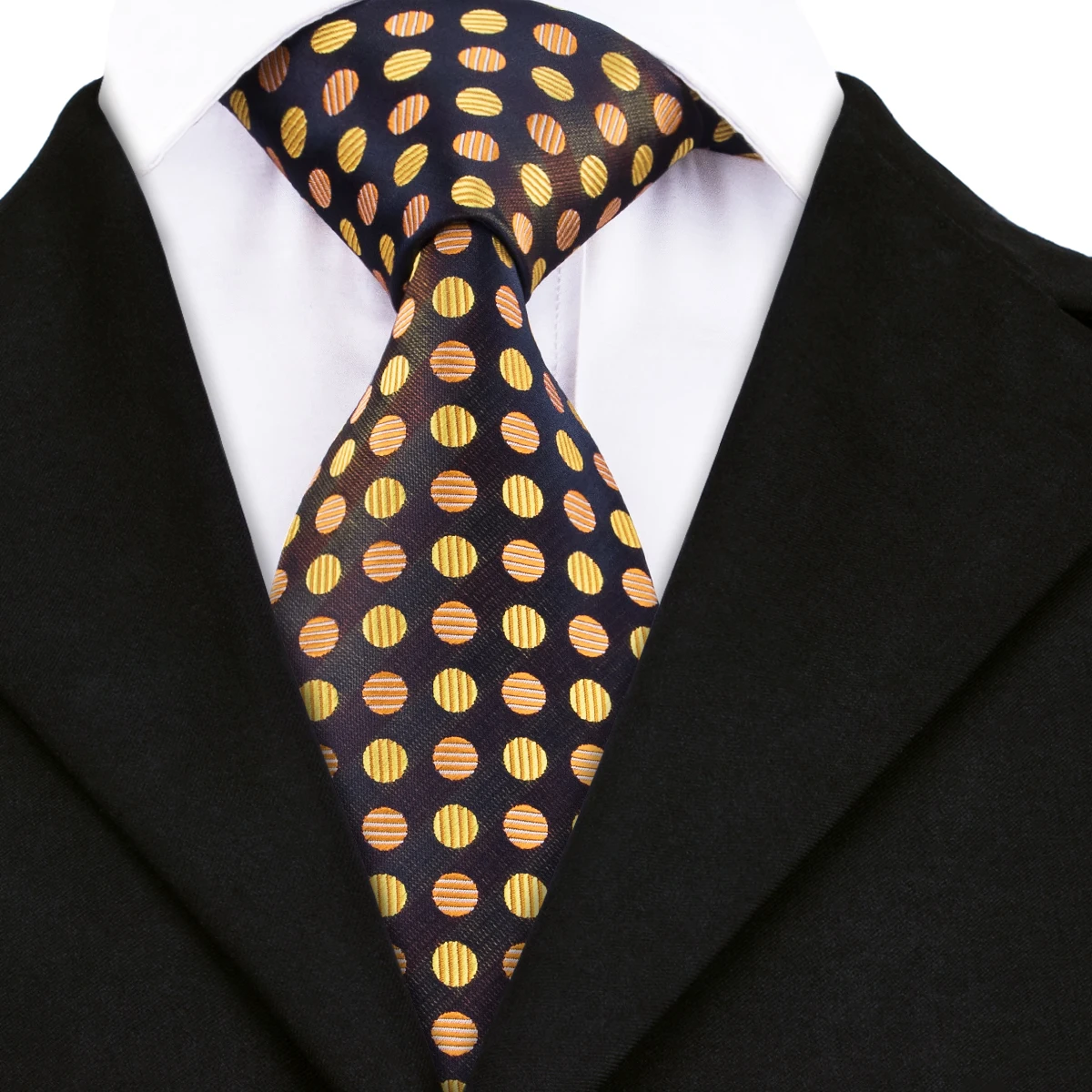 Hi Tie Gold Polka Dots Ties for Men High Quality Silk Men's Tie 8.5cm