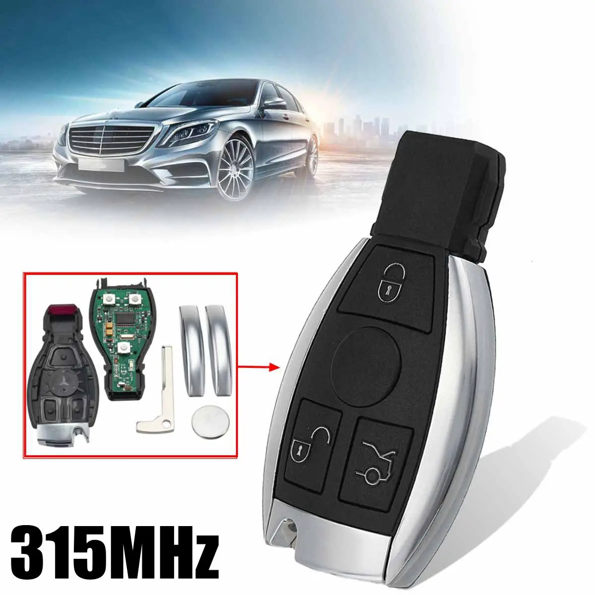 

3 Buttons Car Smart Remote Key With BGA Chip 315Mhz For Mercedes/Benz 2000 2001 2002 2003 2004 2005 2006 2007 2008 2009 2010