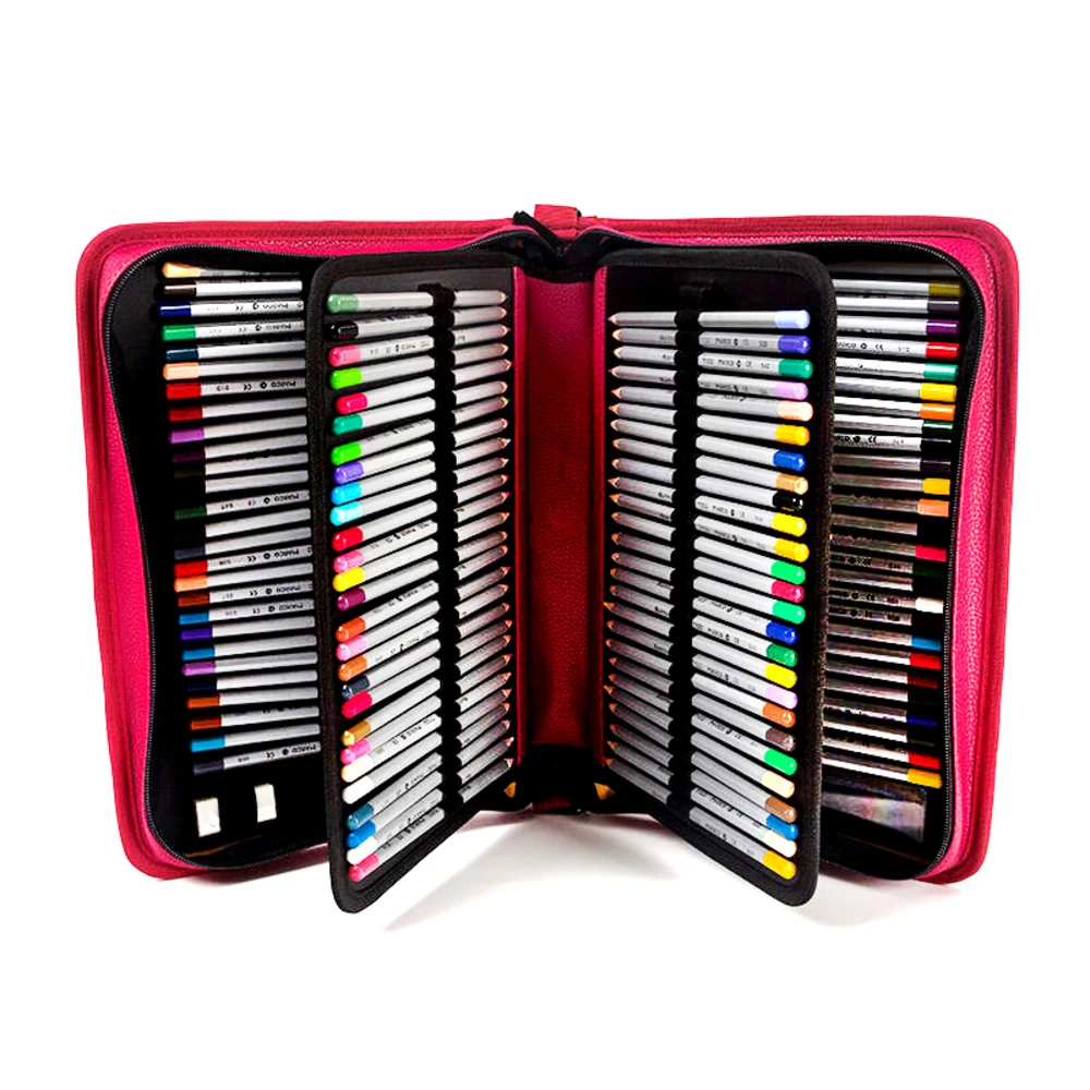 

Professional Painting Case 160 Portable Leather Large Capacity Bags For Colored Pencil Watercolor Brush