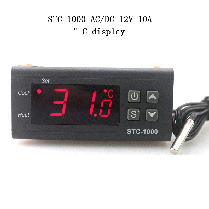 STC 1000 цифровой Температура контроллер два реле Выход светодиодный термостат для инкубатора 110V 220V 10A с нагревателем и охладителем - Цвет: STC-1000 12V