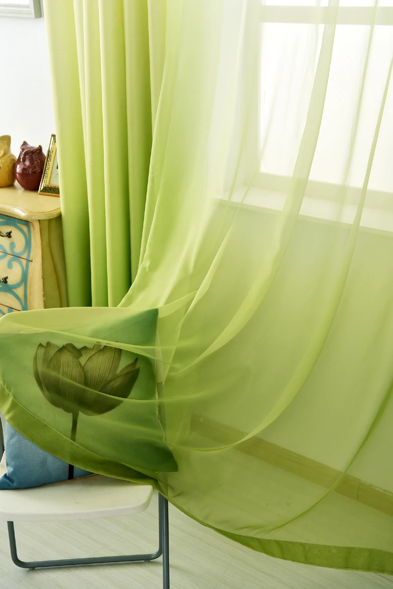 Зеленые занавески с градиентным принтом, вуаль, занавески, современные окна, гостиная, тюль, занавески, s занавески, серая ткань, Cortinas T& 185#30