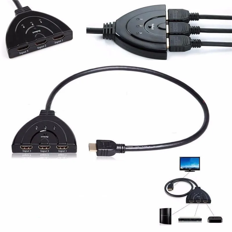3 порта HDMI мульти-дисплей автоматический переключатель 1,3 1080 P коммутатор 3 в 1 разветвитель для HDTV DVD Xbox 360 psp