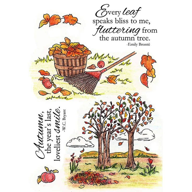 

Autumn Tree Fall Leaf Transparent Clear Silicone Stamp/Seal for DIY Scrapbooking/Photo Album Decorative Card Making Clear Stamp