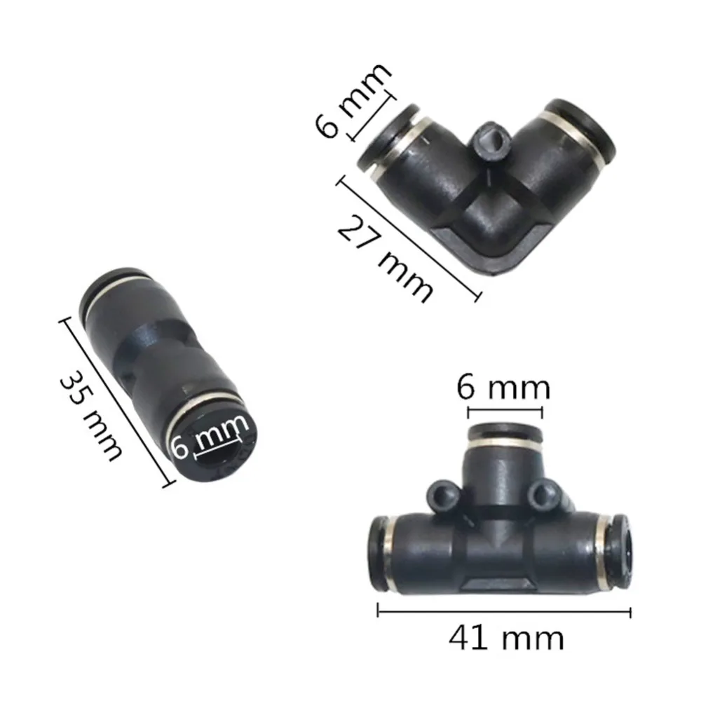 6 мм тройник, локоть, прямой шланг соединитель пневматическая труба Slip-lock быстрый разъем туман охлаждения трубы Соединительный адаптер 5 шт