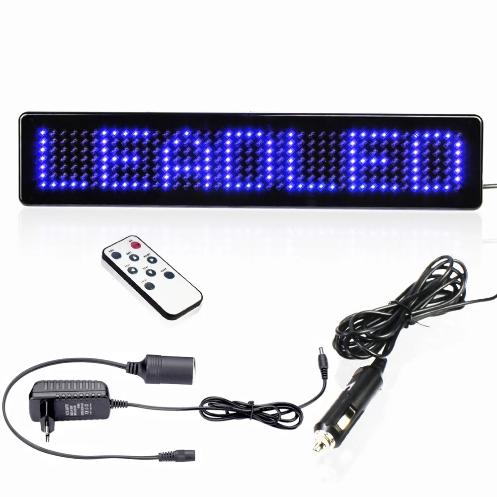 DC 12V  Remote Control Programmable   LED Car display Board LED SIGN DIY  Advertising Blue English display