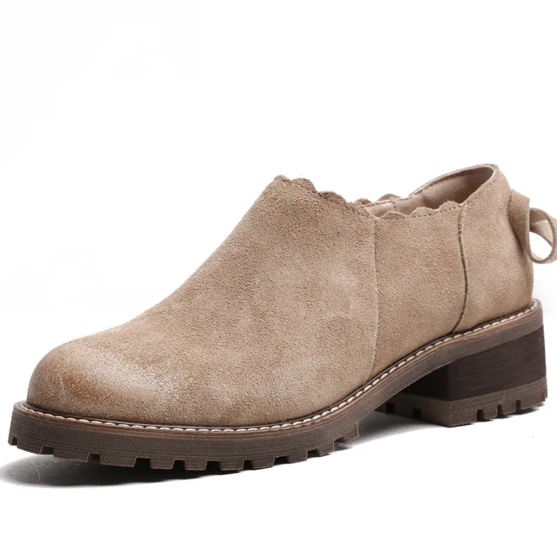 

Autumn Women's Oxfords Shoes Flock High Quality Zip Butter-fly Knot Loafers For Woman Student Chunky Heels Shoes Brogue Shoes