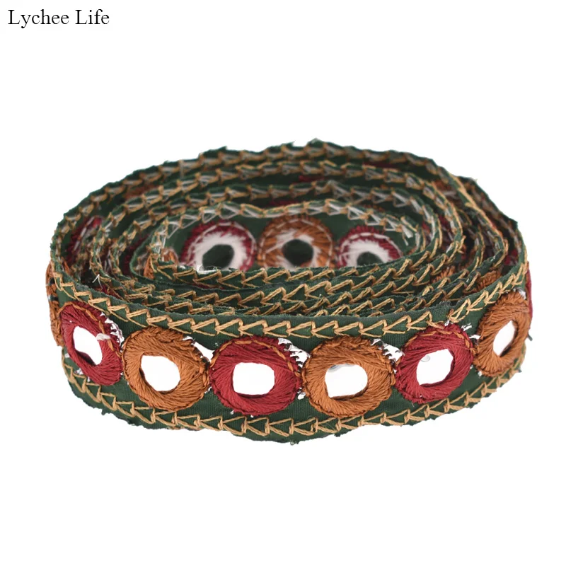Lychee Life Винтаж 1 ярд Этническая зеркальная вышивка тесьма DIY ручной работы