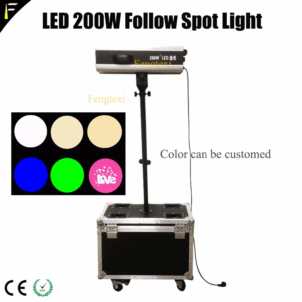 

Mini LED 200W Follow Spot Light Spotlight Kit Gobo Effect with Flight Case Box Followspot For Wedding Show/Theater FTX-200wFL