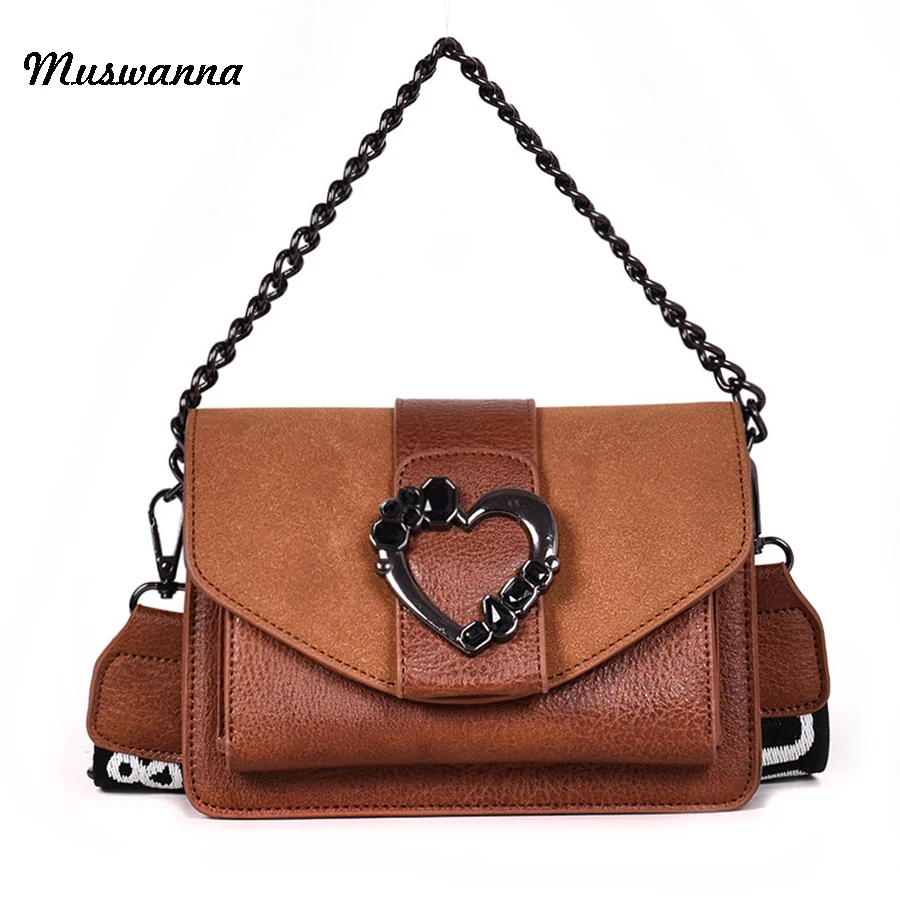 

Vintage Fashion Matte Small Flapbags Women Handbags Chain Shoulder Messenger Bag Letter Wide Shoulder Strap Evening Handbag 2019