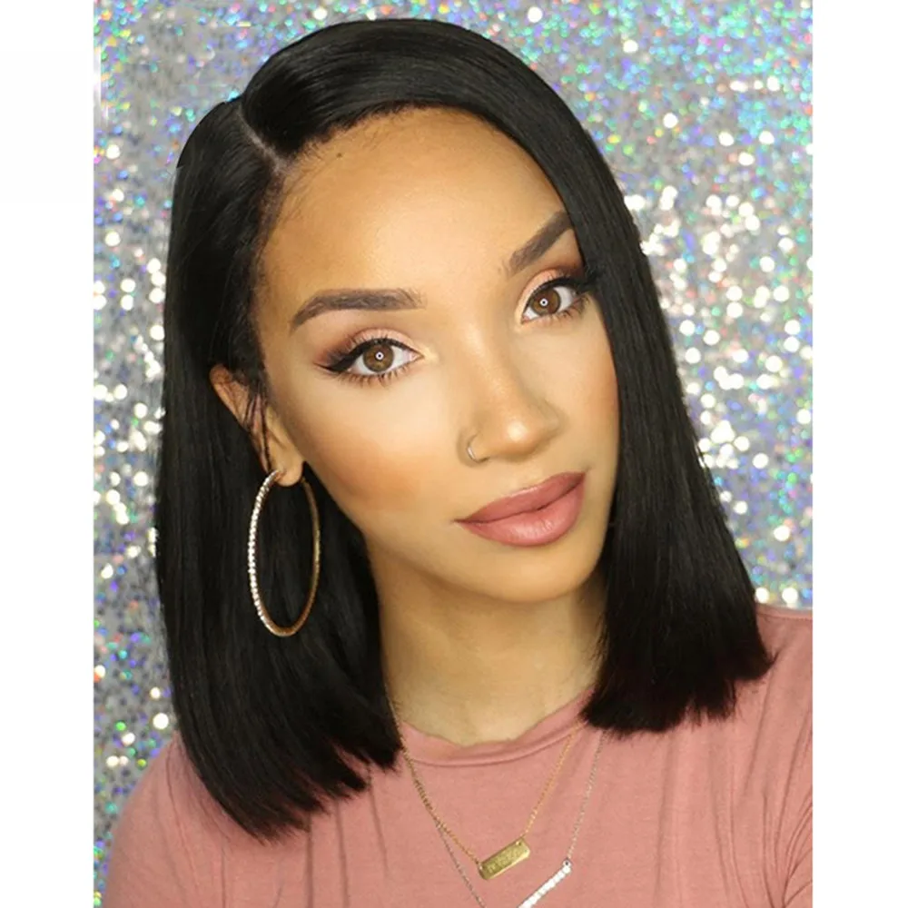 SALE European American New Hot Women Girl Natural Glueless Bob Wig Brazilian Straight Short Lace Hair Wigs For Black Women Gift SALE European American New Hot Women Girl Natural Glueless Bob Wig Brazilian Straight Short Lace Hair Wigs For Black Women Gift