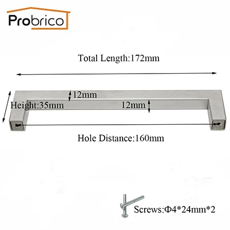 Probrico Шкаф Тянет кухонные ручки ящика шкаф комод ручки для шкафа 12 мм квадратное барное оборудование для обработки мебели