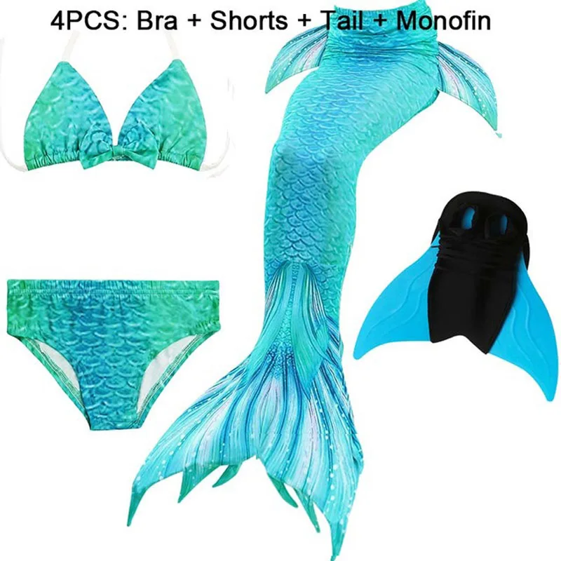 

2019 New Custome Swimable Mermaid Tails with Monofin for Kids Girls Swimming Mermaid Swimsuit Costume Cosplay For Beach Artifact