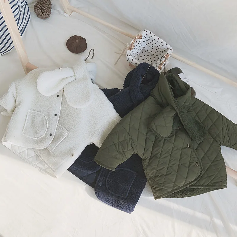 Осенне-зимнее детское шерстяное пальто с обеих сторон, детская одежда из овечьей кожи, бархатное хлопковое пальто Верхняя одежда для малышей, пальто