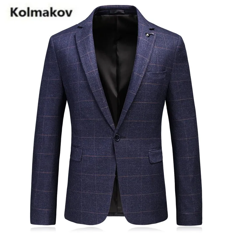 Kolmakov 2017 Новинка осени Для мужчин однокнопочной шерстяной костюм блейзеры модные