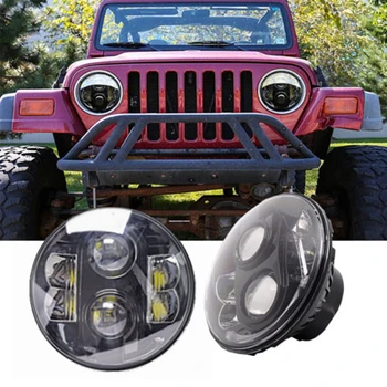 

Pair For Jeeps Wrangler JK 7" Inch Round 80W H13 H4 LED Projector Headlights
