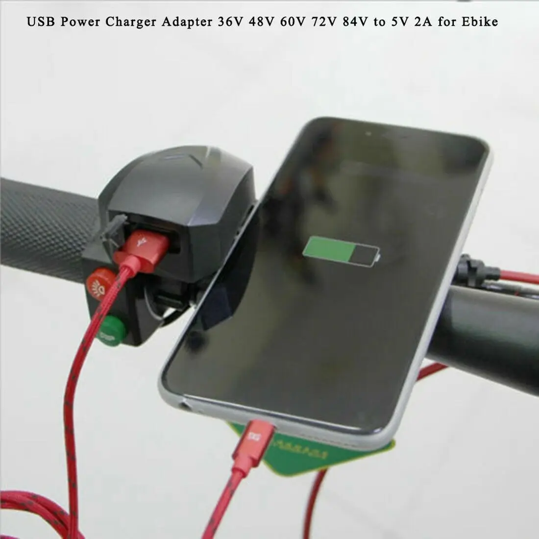 Handlebar USB Power Charger Adapter 36V 48V 60V 72V 84V to 5V 2A for Ebike for 22-25mm Straight Handlebars SP2392