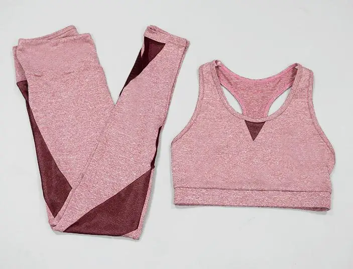 Женский спортивный бюстгальтер и Леггинсы для йоги, спортивный костюм, одежда для тренировок и фитнеса, одежда для бега - Цвет: pink