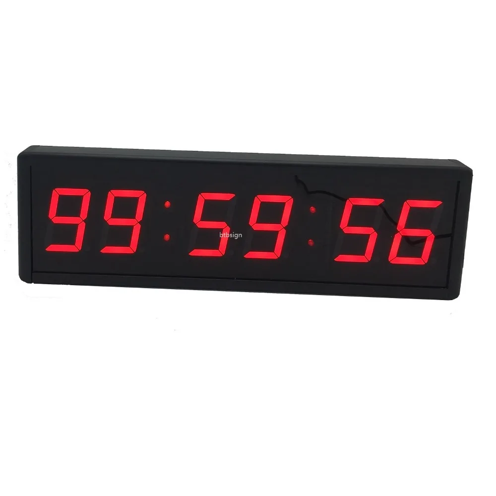 Btbsign Large LED Countdown Timer Stopwatch With Wired Switch Button and Remote Obstacle Course Races Fitness Timer 2.3 Inch Red 2