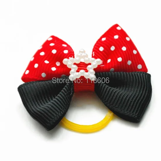 100% Hand Sewn Pet Hair Bow Dog Bows Dog Grooming Mickey.jpg