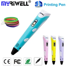 2016 Free shipping Myriwell 3D Pen/3D Printing Pen stereoscopic Pen 3d printer drawing pen 20colors 5m ABS with US/UK/AU/EU plug