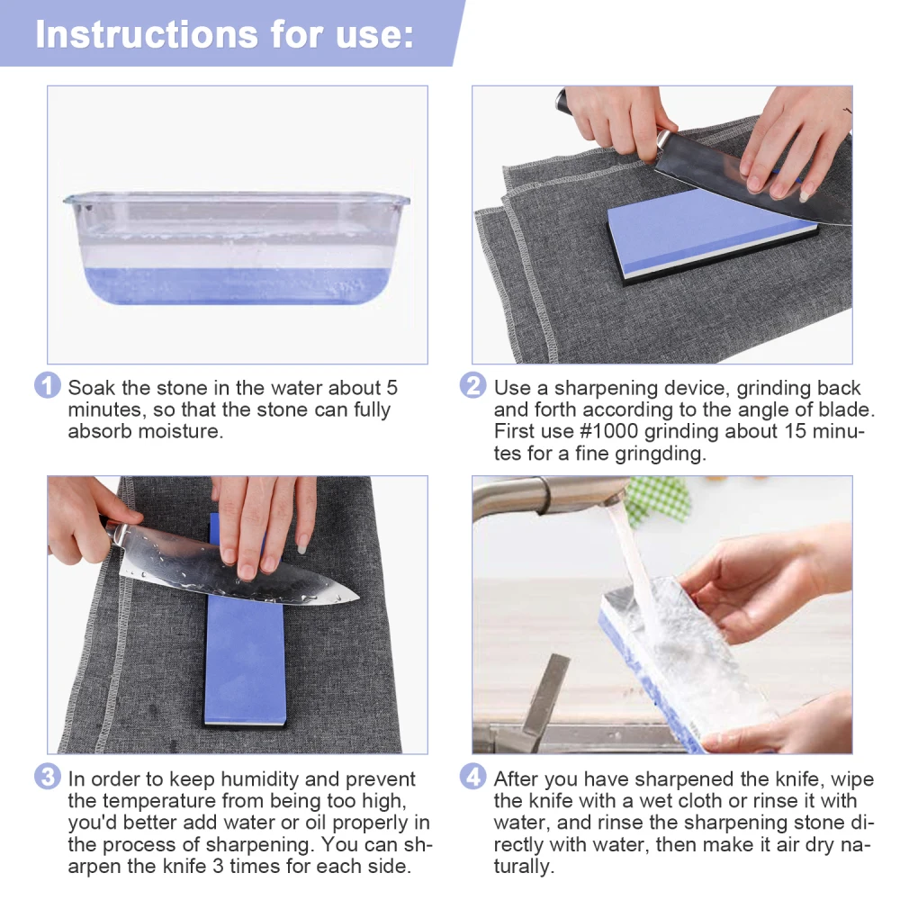 Sharpener Grinding Stones Whetstone Water Stone Systems Honing Tools Kitchen 2 In 1 1000 6000 5