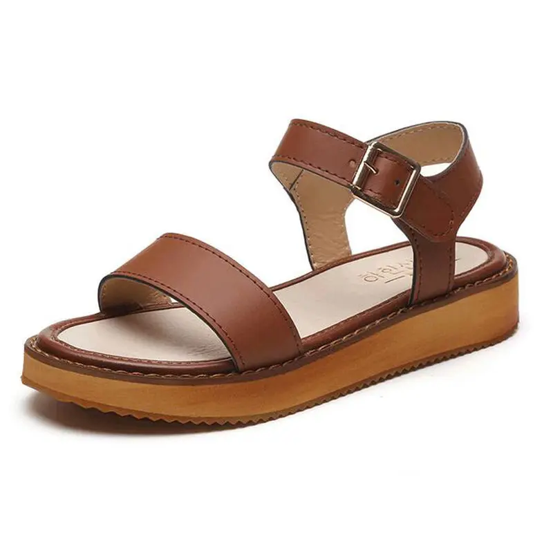 

Fashion Hot 2017 Summer Beach Women Shoes Platform Sandals Soft Leather Casual Open Toe Gladiator Wedges Trifle Flip Flops Black